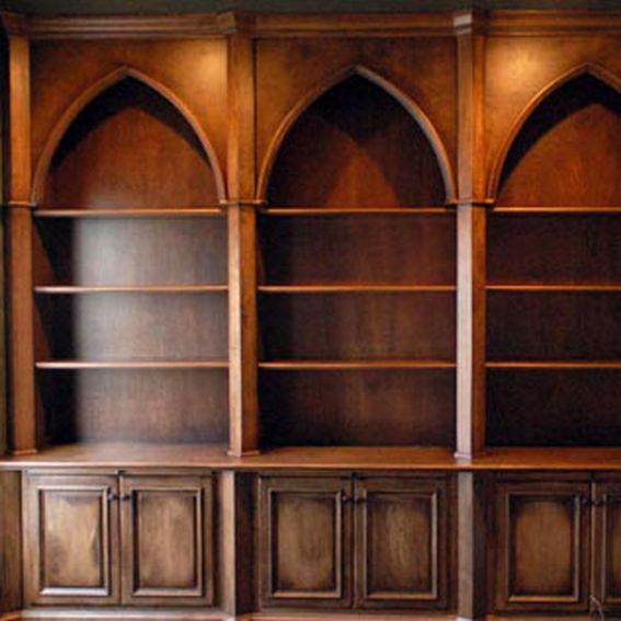 Hand Crafted Gothic Style Bookcases With Distressed Finish by Artisan