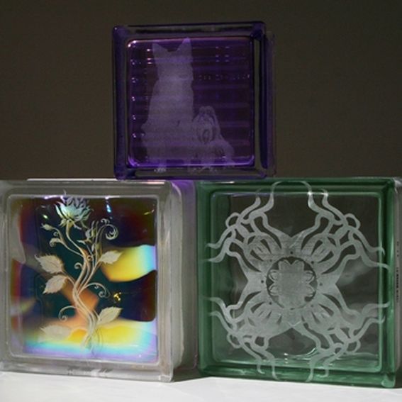 Hand Made Custom Etched Glass Block Murals by Columbus Glass Block