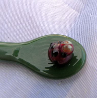 Custom Made Hand-Blown Glass Hair Sticks With Ladybug Accents