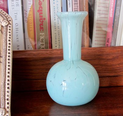 Custom Made Ocean Blue Glass Vase Hand Blown Long Neck