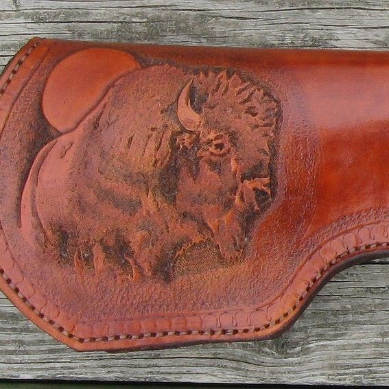 Hand Made Custom Tooled Rifle Scabbard By Red Wolf Leather