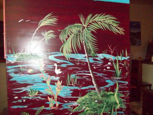 Custom Made Handpainted Metal File Cabinet With Palms