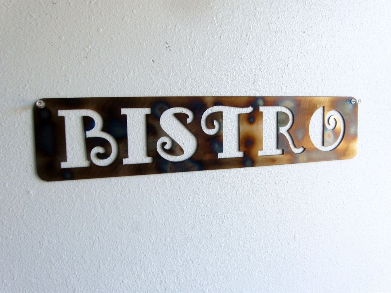 Hand Made Bistro Rustic Metal Art Wall Decoration Sign by Just 4 the