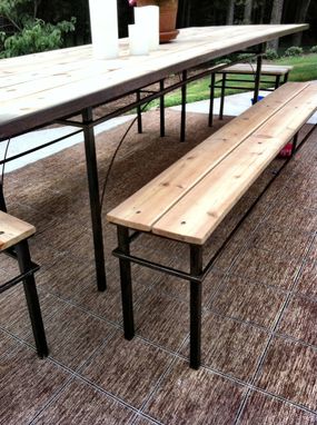 Custom Made Outdoor Dinning Table With Benches.