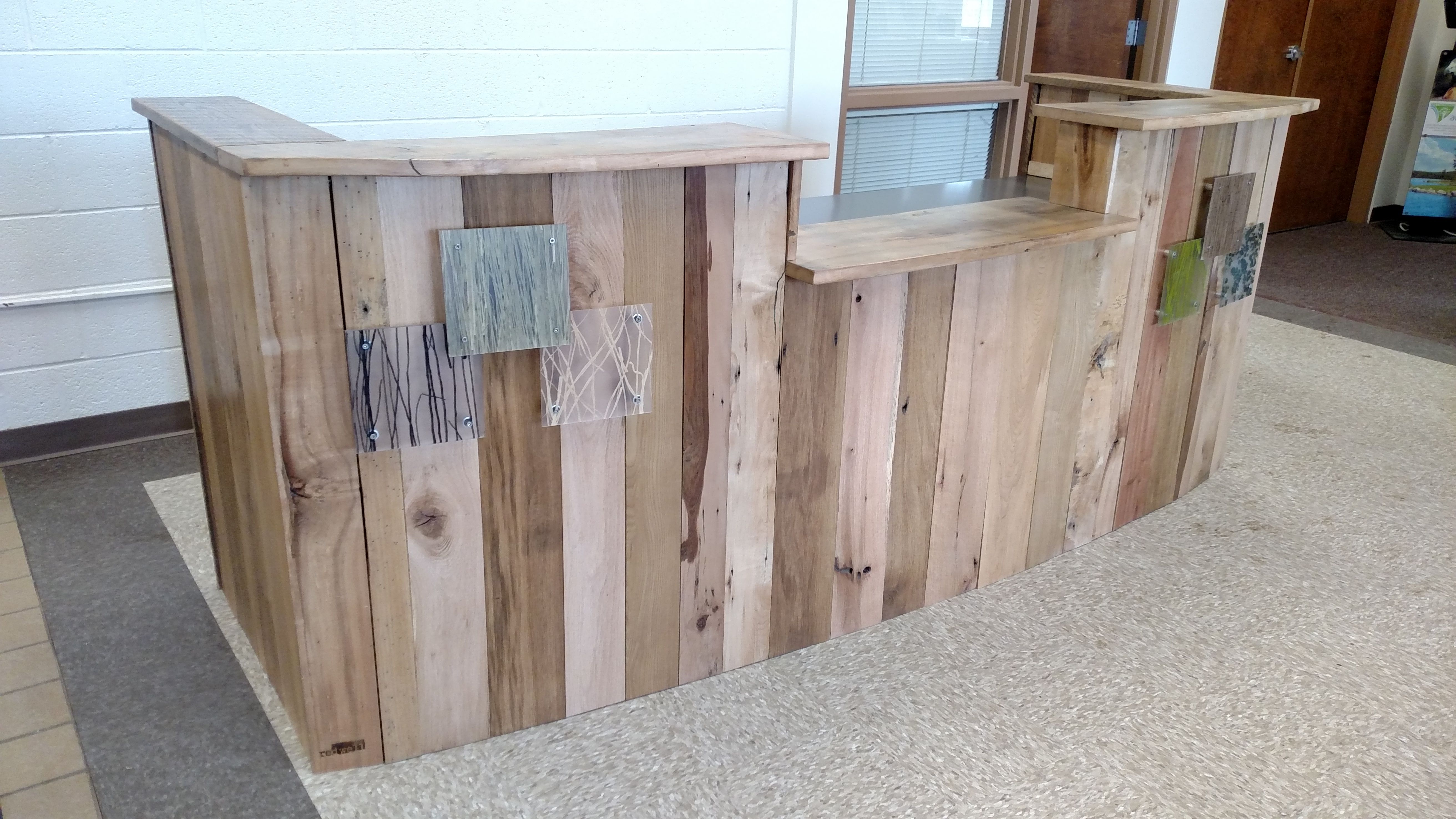 Hand Crafted Reclaimed Wood And Steel Reception Desk by re.dwell
