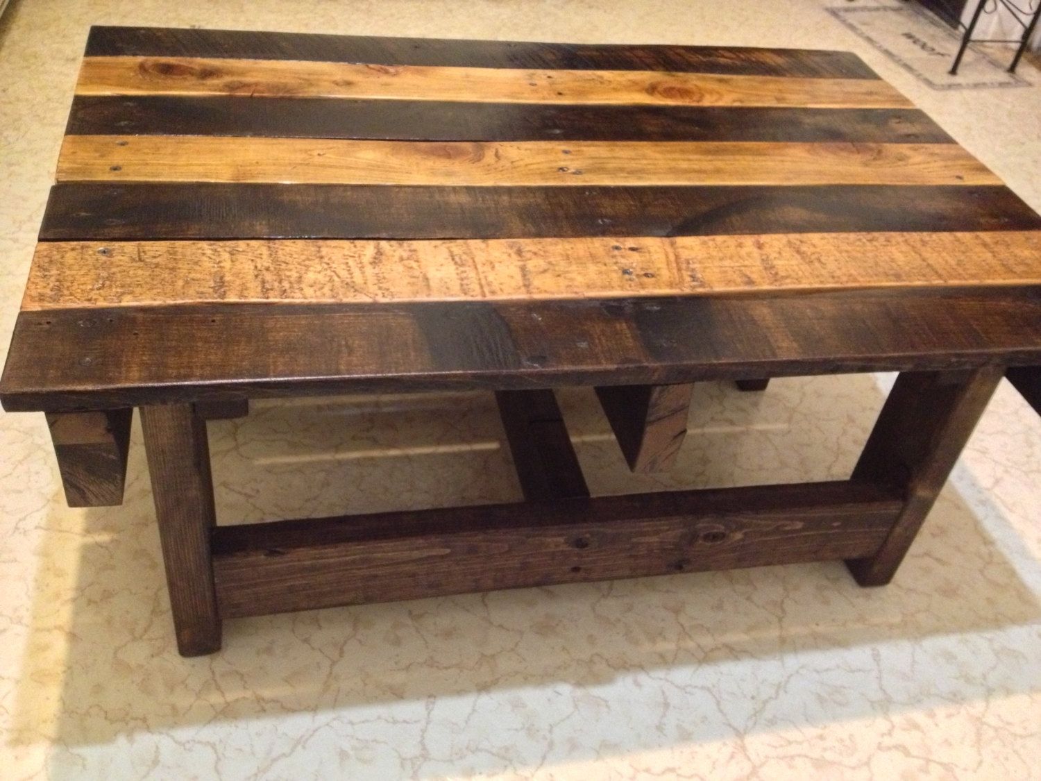 Hand Crafted Handmade Reclaimed Rustic Pallet Wood Coffee Table by