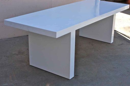 Custom Made White Lacquer Mid Century Modern Dining Table