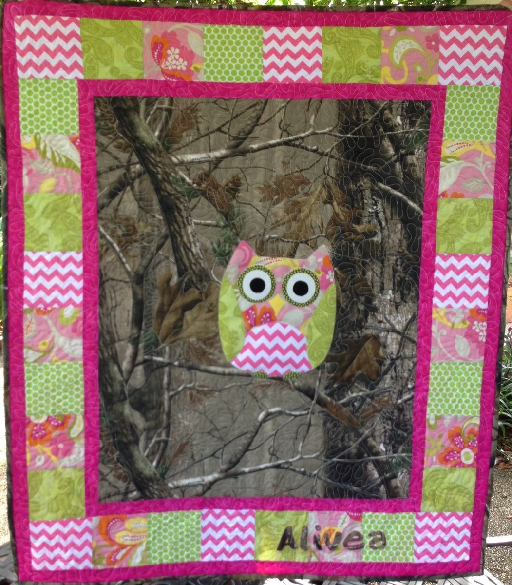 Handmade Baby Camo Owl Quilt by ONE BEE LANE, LLC