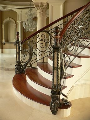 Custom Made Exquisite Hand Forged Railing For Curving Staircase