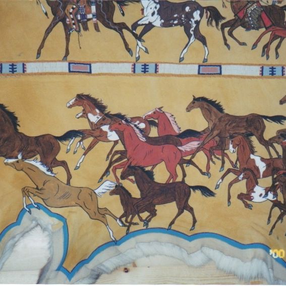 Custom Made Deer Hide Painting, Elk Hide Painting by White Star Studio