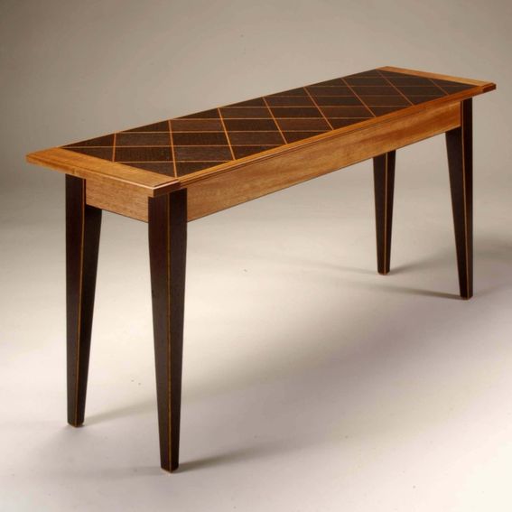 Hand Crafted Mahogany And Wenge BasketWeave Console Table by Neal