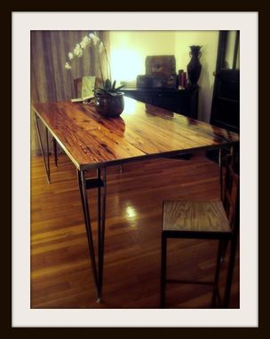 Custom Made Reclaimed Heart Pine/Steel Dining Table