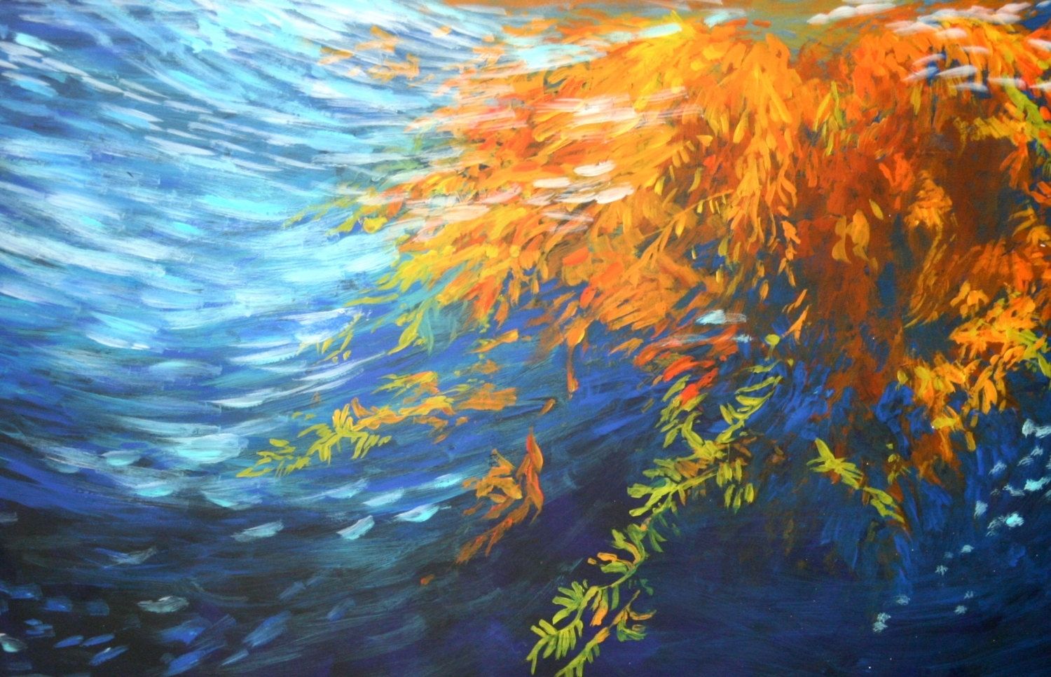 Custom Made Sea Kelp . Archival Art Print With Paint & Glass Like Epoxy