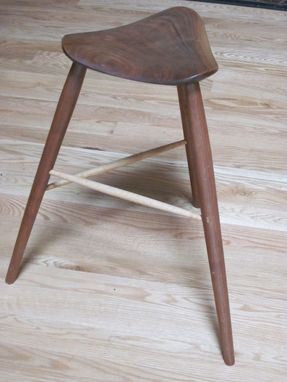 Custom Made 3 Legged Stool With Carved Seat