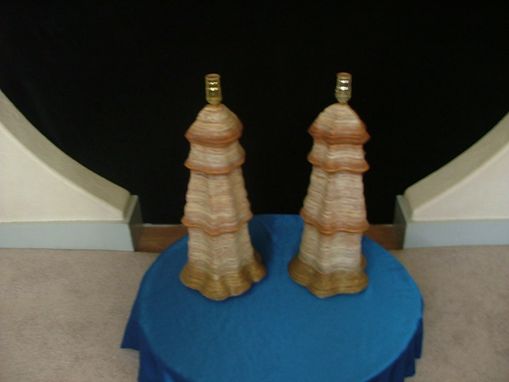 Custom Made Pair Of 2 Pillar Table Lamps