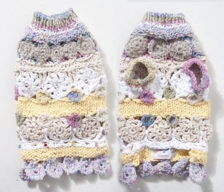 Custom Made Crochet Circle Motifs And Knitting Mix Cotton Yarn Dog Sweater
