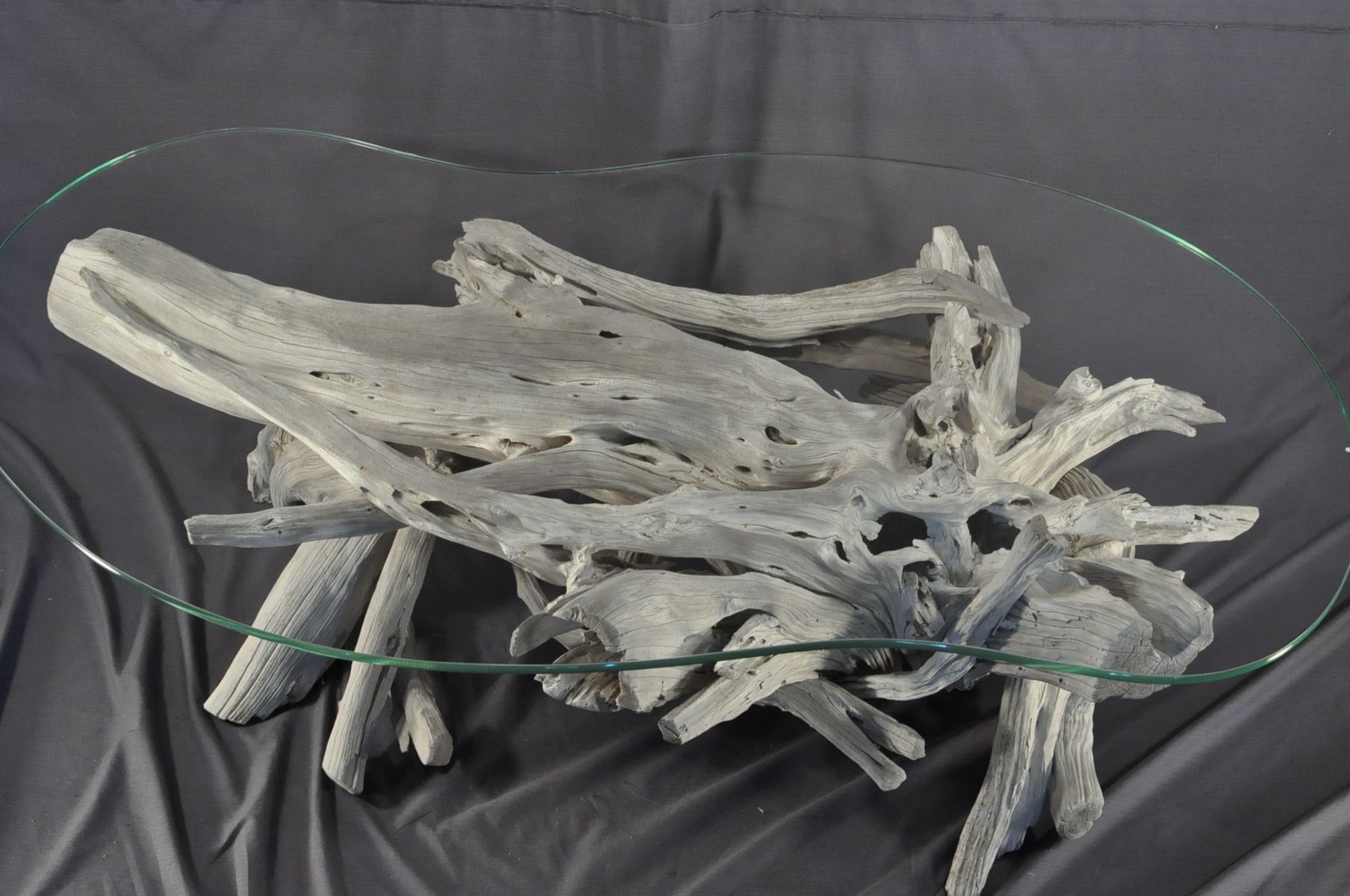 Sun Bleached Driftwood And Glass Coffee Table