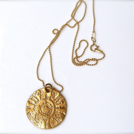 Hand Made Exotic Gold Necklace Stamped Gold Pendants by Julian Bailey