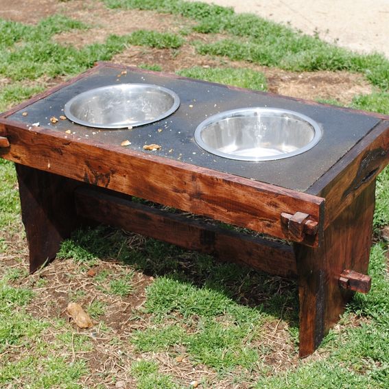 Custom Raised Dog Bowl Holder by Shigamasham Customs