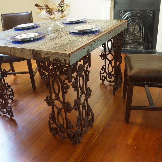 Hand Made New Orleans Dining Room Table Made From Distressed Wood And