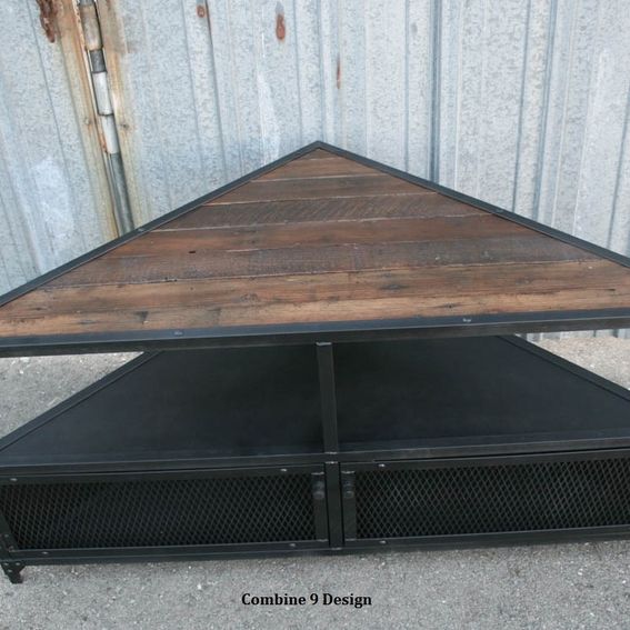 Custom Corner Unit/Tv Stand. Vintage/Modern Industrial. Steel/Reclaimed