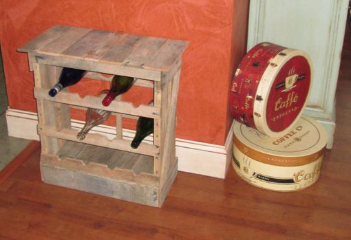 Custom Made Pallet Wood 12 Bottle Wine Rack Floor Or Counter Top Rustic Reclaimed Wine Stave, Wine Storage