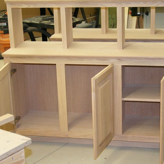 Handmade Red Oak Bookshelves by Jeffrey William Construction Inc.