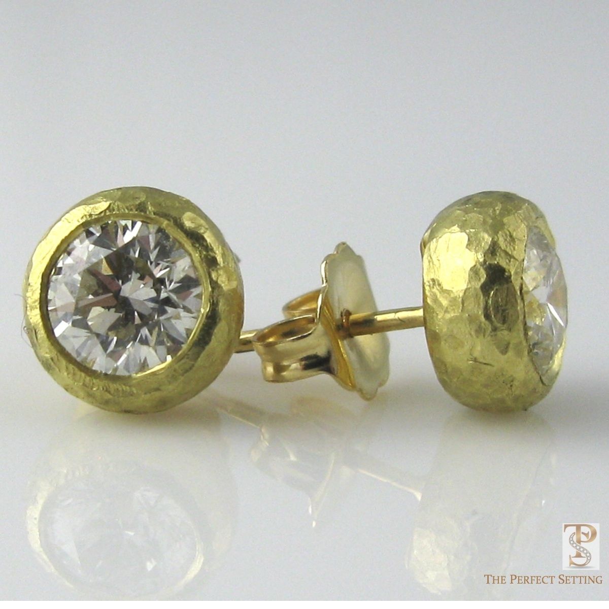 Hand Crafted Bezel Set Diamond Stud Earrings by The Perfect Setting
