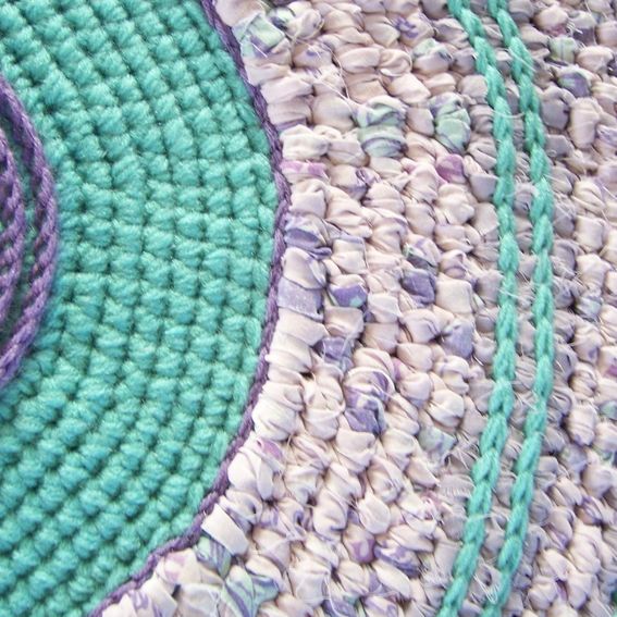 Hand Crafted Toothbrush Rag Rug Crochet Rug Mixed Media Style Rug Non