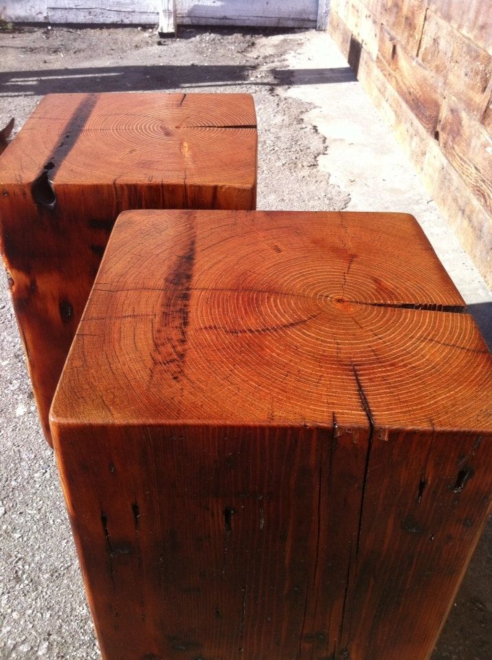 Custom Made Reclaimed Wood Beam Side Table by J&S Reclaimed Wood Custom