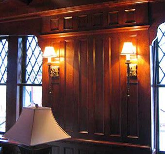 Custom Made Office - Library With Paneling & Coffered Ceiling