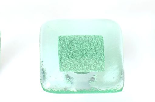 Custom Made Square Transparent Glass Cabinet Pull With Emerald Inclusion