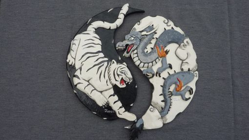 Custom Made White Tiger And Black Dragon, Yin And Yang