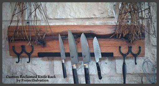 Hand Made Oak Magnetic Knife Rack / Reclaimed Wood Knife 