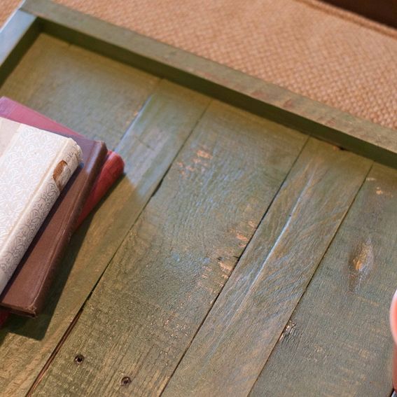 Hand Made Reclaimed Wood Ottoman Tray by Reformed Wood