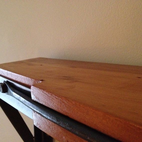 Custom Reclaimed Wood And Iron Shelf With Strap by Shellback