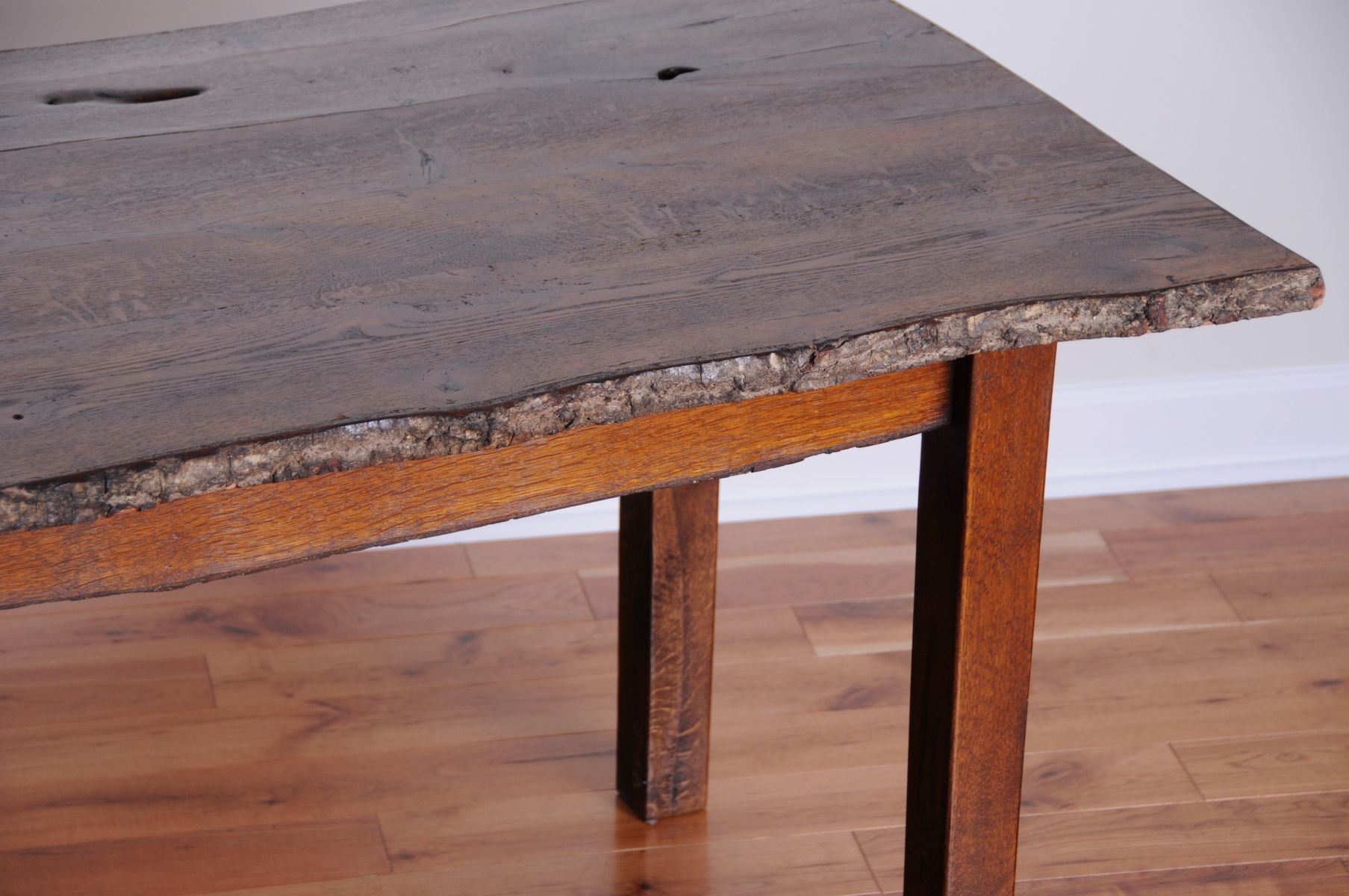 Custom Made Rustic Quarter Sawn Oak Harvest Table by Virginia Mountain