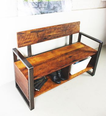 Custom Made Reclaimed Wood Entryway Storage Bench
