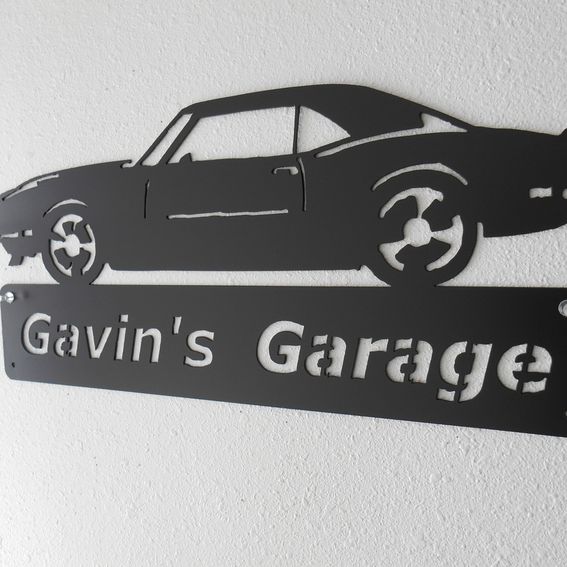 Custom Made Personalized Man Cave Classic 1968 Chevrolet Camaro Garage Sign Satin Black by Just