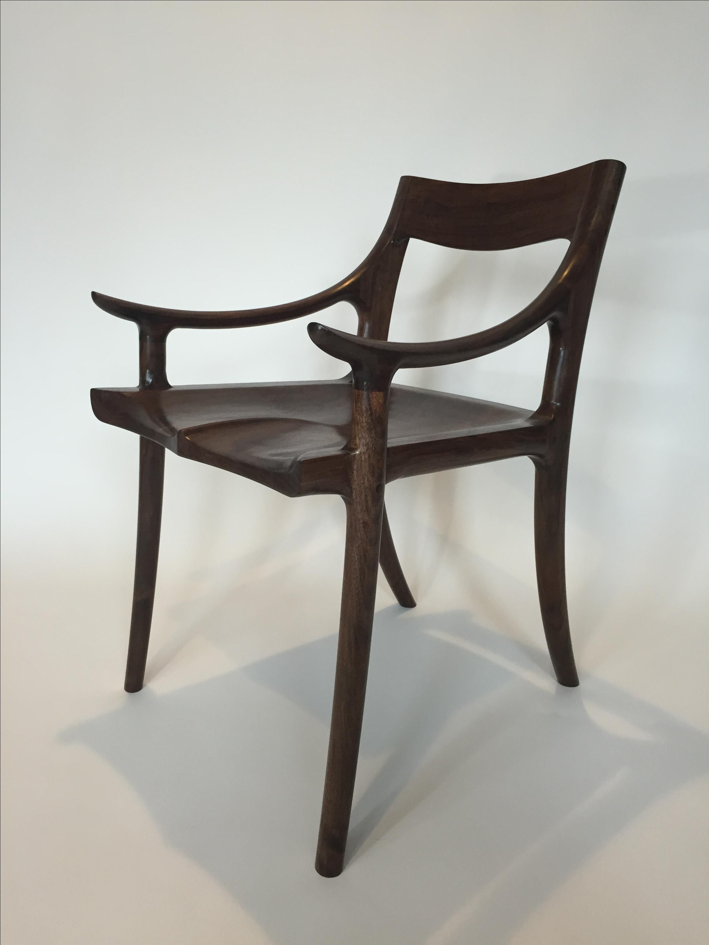 Buy a Handmade Black Walnut Sculpted Dining Chair, made to order from