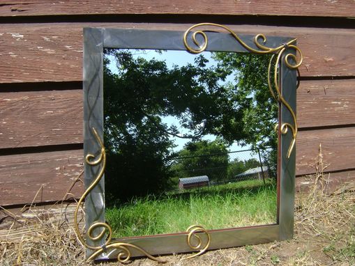 Custom Made Wall Mirror With Hand-Forged Scrolls 24"X24"