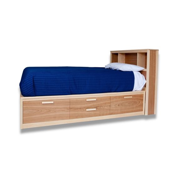 Hand Made Full Bookcase Headboard With Storage Drawers by SahnLee