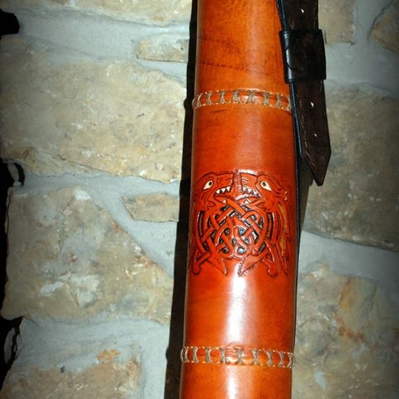 Custom Leather Archery Quiver With Tooled Celtic Dragons by The Bard's