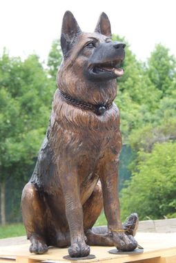 Custom Made Bronze German Shepherd Memorial | Life Size Bronzes - Custom Bronze Statues - Lost Wax Casting