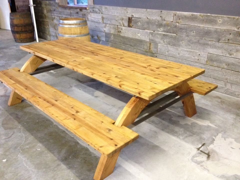 Hand Made Industrial Picnic Table by Farmhouse Table Company