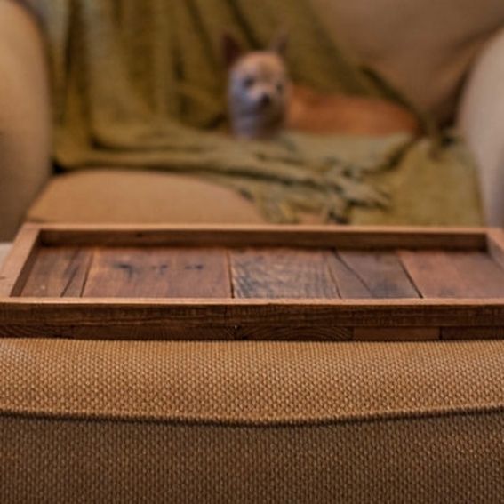 Hand Made Reclaimed Wood Ottoman Tray by Reformed Wood