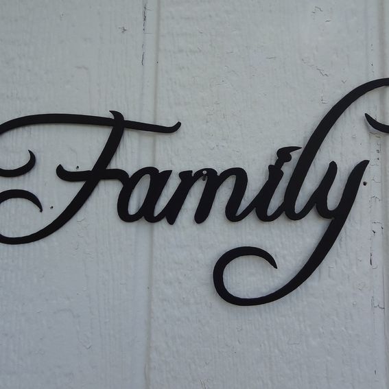 Hand Made Family Word Decorative Metal Wall Art Home Decor by Say It