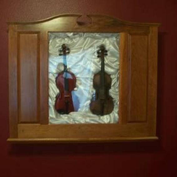 Hand Crafted Figured Cherry Violin Display by Wood Tech LLC