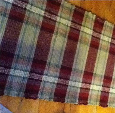 Custom Made Plaid Red Mustard Tan Wool Hand-Woven Rug 2 Ft X 9 Ft 4 In