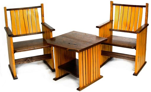 Custom Made Split Wood Chairs And Table